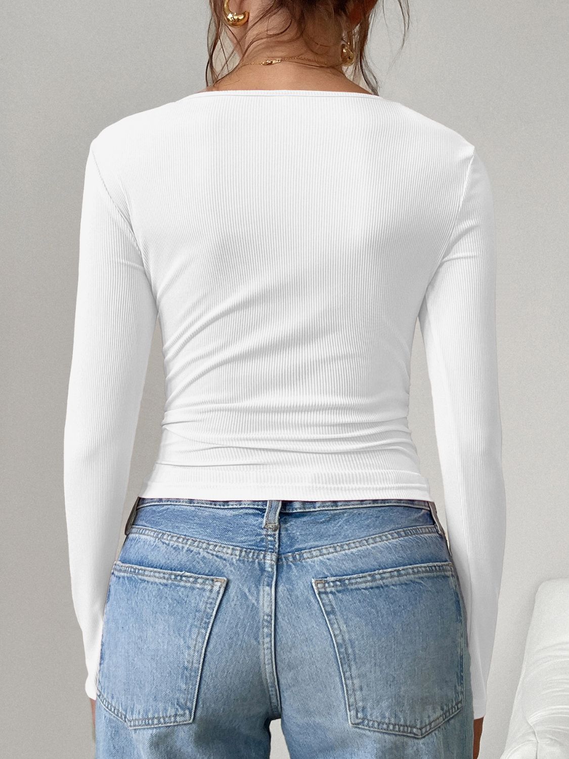 Devine Square Neck Half Snap Long Sleeve T-Shirt - GirlyBayT-ShirtDevine Square Neck Half Snap Long Sleeve T-Shirt100100539839898SWhiteGirlyBayDevine Square Neck Half Snap Long Sleeve T-Shirt