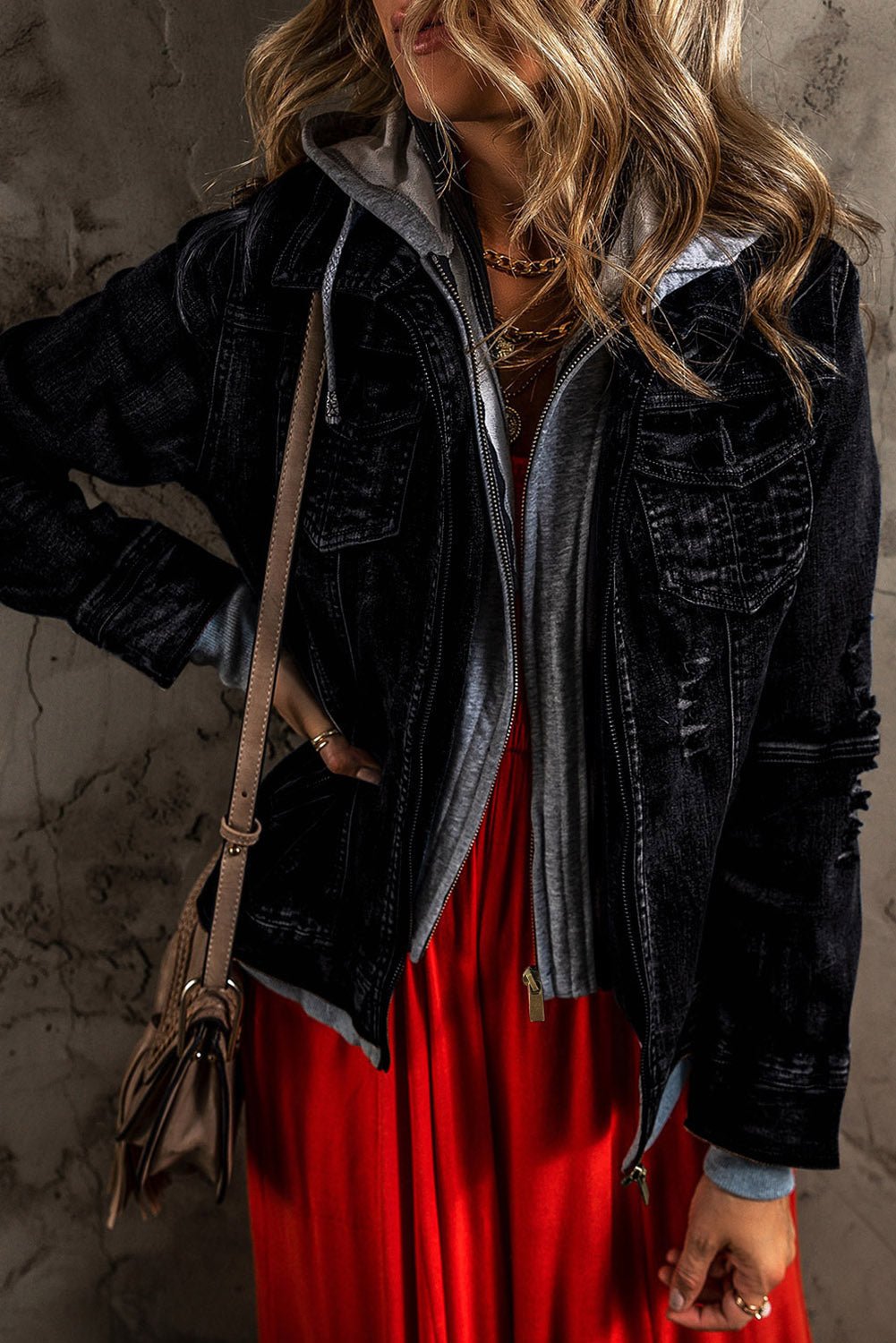 Fake Two - Piece Hooded Zip - Up Denim Jacket - GirlyBayJeans & DenimFake Two - Piece Hooded Zip - Up Denim Jacket100100911893233SBlackGirlyBayFake Two - Piece Hooded Zip - Up Denim Jacket