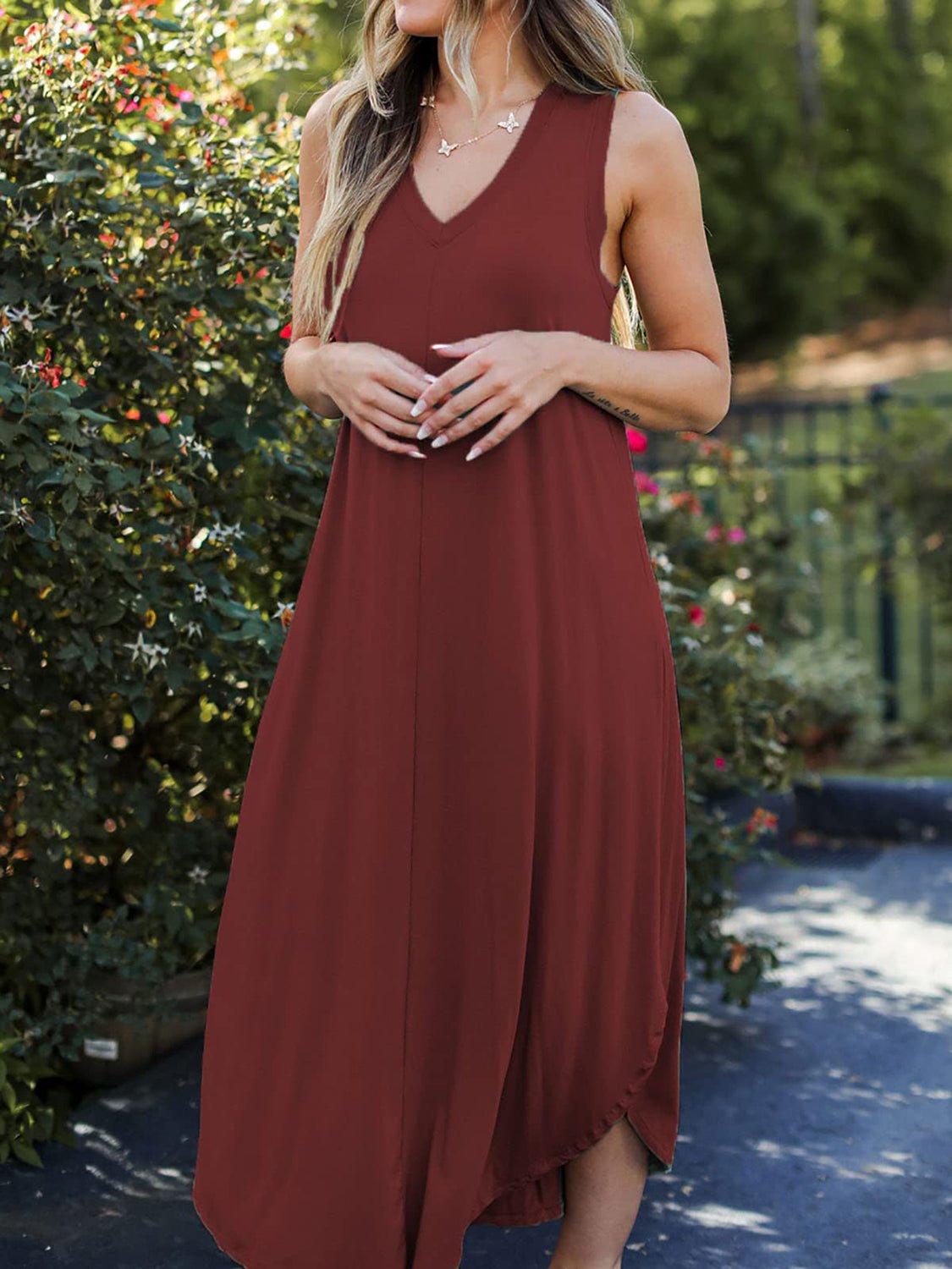 Full Size V - Neck Midi Tank Dress - GirlyBayMaxi DressesFull Size V - Neck Midi Tank Dress100100693695383SBurgundyGirlyBayFull Size V - Neck Midi Tank Dress