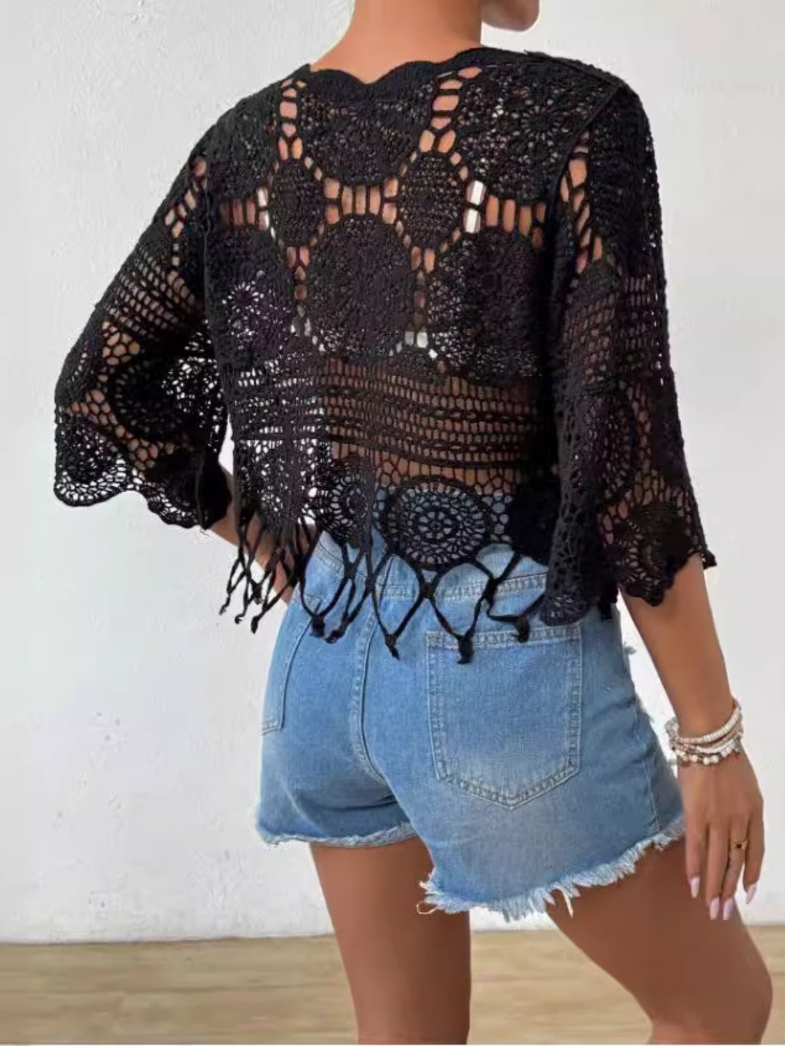 Round Neck Openwork Cover-Up - Stylish BeachwearCover UpsTrendsiGirlyBay100100961092777BlackOne SizeShip From Overseas