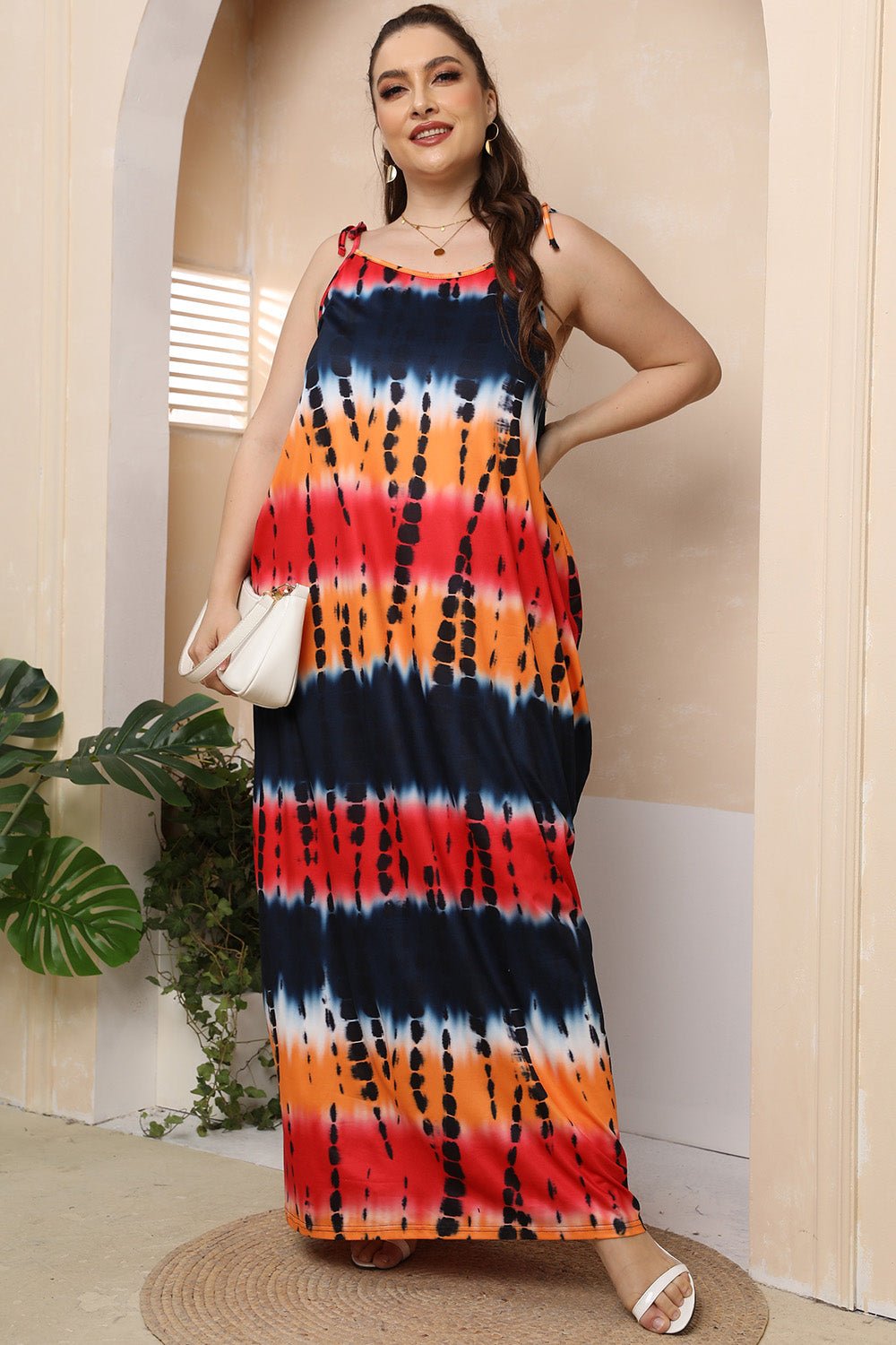 Plus Size Tie - Shoulder Maxi Dress - GirlyBayMaxi DressesPlus Size Tie - Shoulder Maxi Dress100101167166201LMulticolorGirlyBayPlus Size Tie - Shoulder Maxi Dress