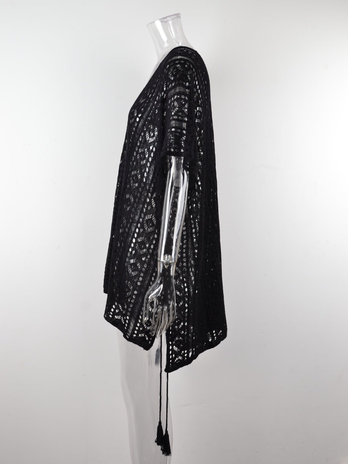 Angel Wings Cutout V-Neck Cover-Up with TasselCover UpsTrendsiGirlyBay