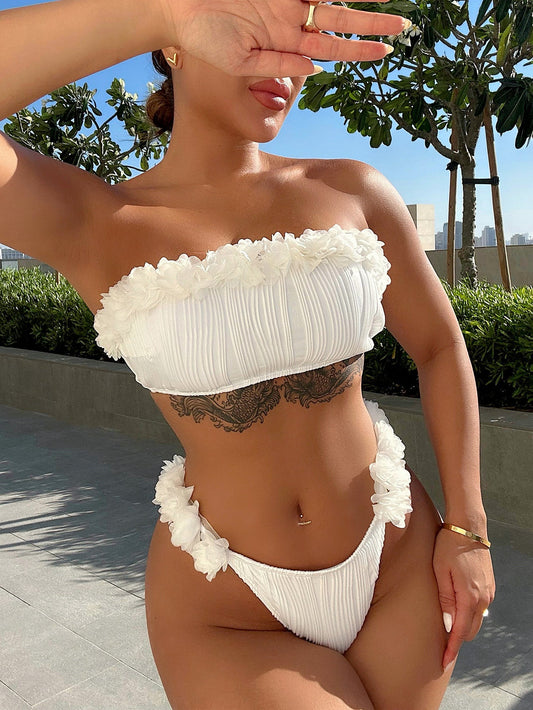 Applique Tie Back Two-Piece Bikini SetBikinis & TankinisGirly BayGirlyBay100100805153660WhiteSDouble.T