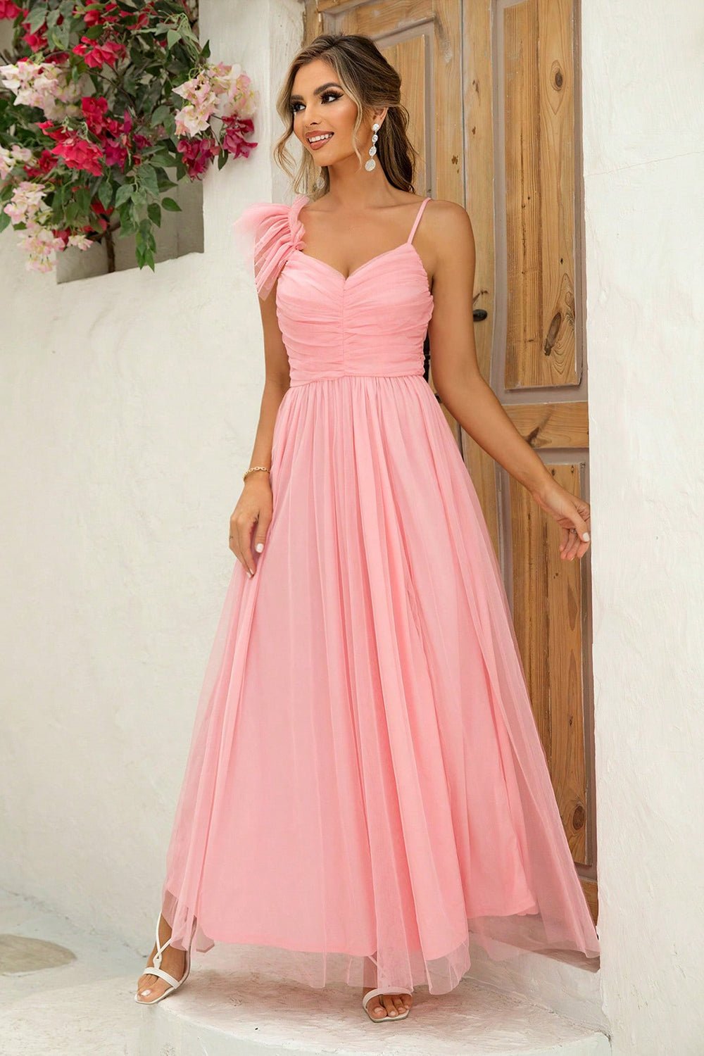 Asymmetrical Ruched Slit Dress - GirlyBayMaxi DressesAsymmetrical Ruched Slit Dress100101195396695XSBlush PinkGirlyBayAsymmetrical Ruched Slit Dress