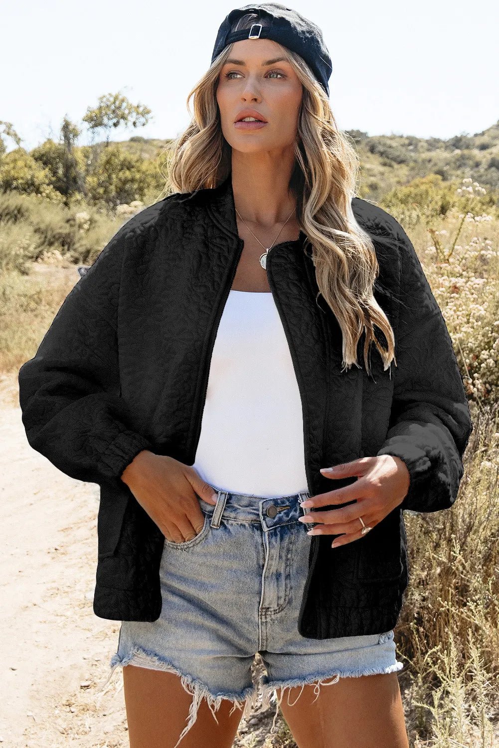 Baseball Collar Floral Quilted Jacket - GirlyBayBaseball Collar Floral Quilted Jacket100100621921612SBlackGirlyBayBaseball Collar Floral Quilted Jacket