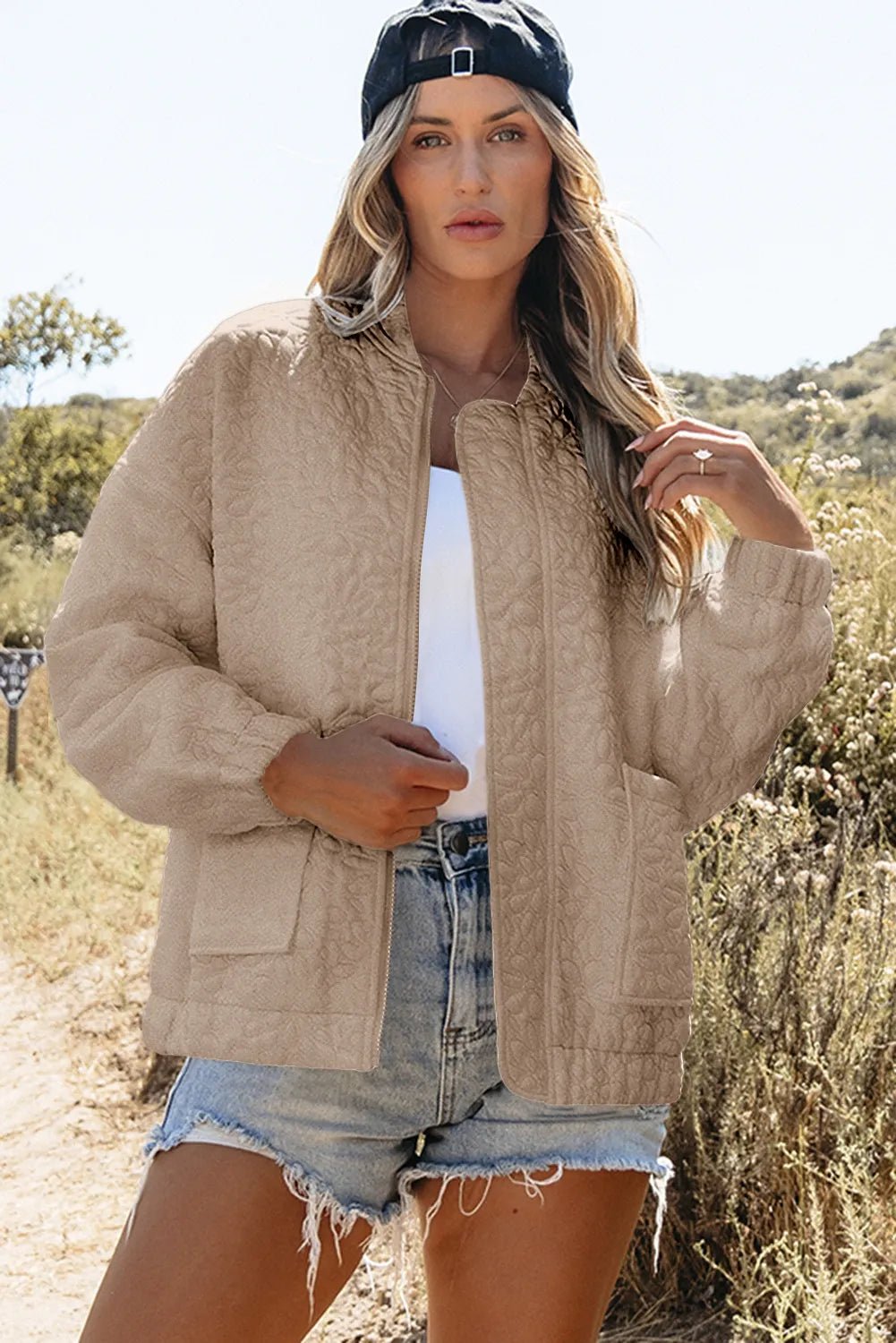 Baseball Collar Floral Quilted Jacket - GirlyBayBaseball Collar Floral Quilted Jacket100100621926171SDust StormGirlyBayBaseball Collar Floral Quilted Jacket