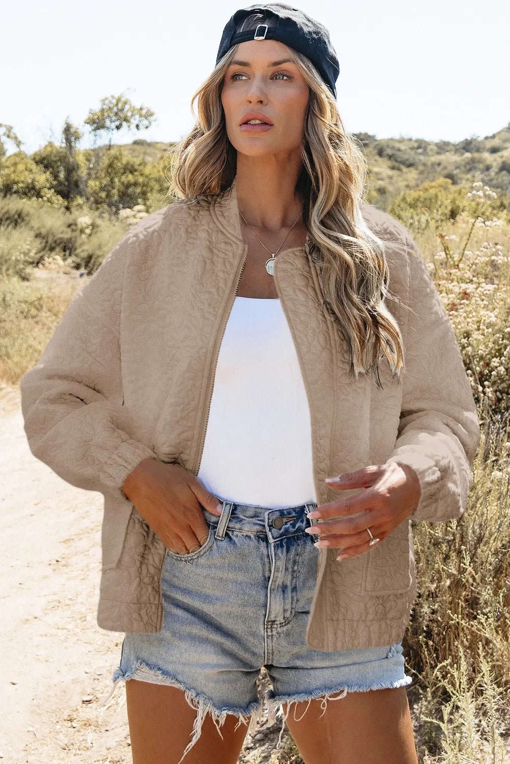 Baseball Collar Floral Quilted Jacket - GirlyBayBaseball Collar Floral Quilted Jacket100100621926171SDust StormGirlyBayBaseball Collar Floral Quilted Jacket