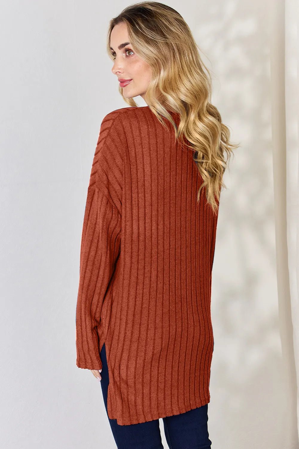 Basic Bae Full Size Ribbed Half Button Long Sleeve High - Low T-Shirt - GirlyBayGiryBay99299c4a - a39b - 427e - abde - 527a11ed3a58 - Max100101401232405SRustGirlyBay99299c4a - a39b - 427e - abde - 527a11ed3a58 - MaxBasic Bae Full Size Ribbed Half Button Long Sleeve High - Low T-ShirtGiryBayGirlyBay100101401232405