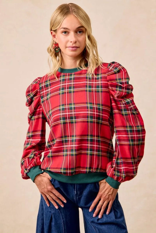 BiBi Christmas Plaid Exaggerated Shoulder Sleeves Top - GirlyBayShirt03e90f1ab16f4fb88500eb5e2a68fb96 - Max - Origin100100865411135SRED PLAIDGirlyBay03e90f1ab16f4fb88500eb5e2a68fb96 - Max - OriginBiBi Christmas Plaid Exaggerated Shoulder Sleeves TopShirtGirlyBay100100865411135