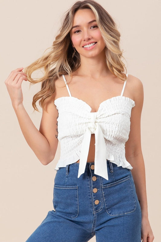 BiBi Ruffled Smocked Ribbon Detail Cami - GirlyBayBiBi Ruffled Smocked Ribbon Detail Cami100100606041594SOff WhiteGirlyBayBiBi Ruffled Smocked Ribbon Detail Cami