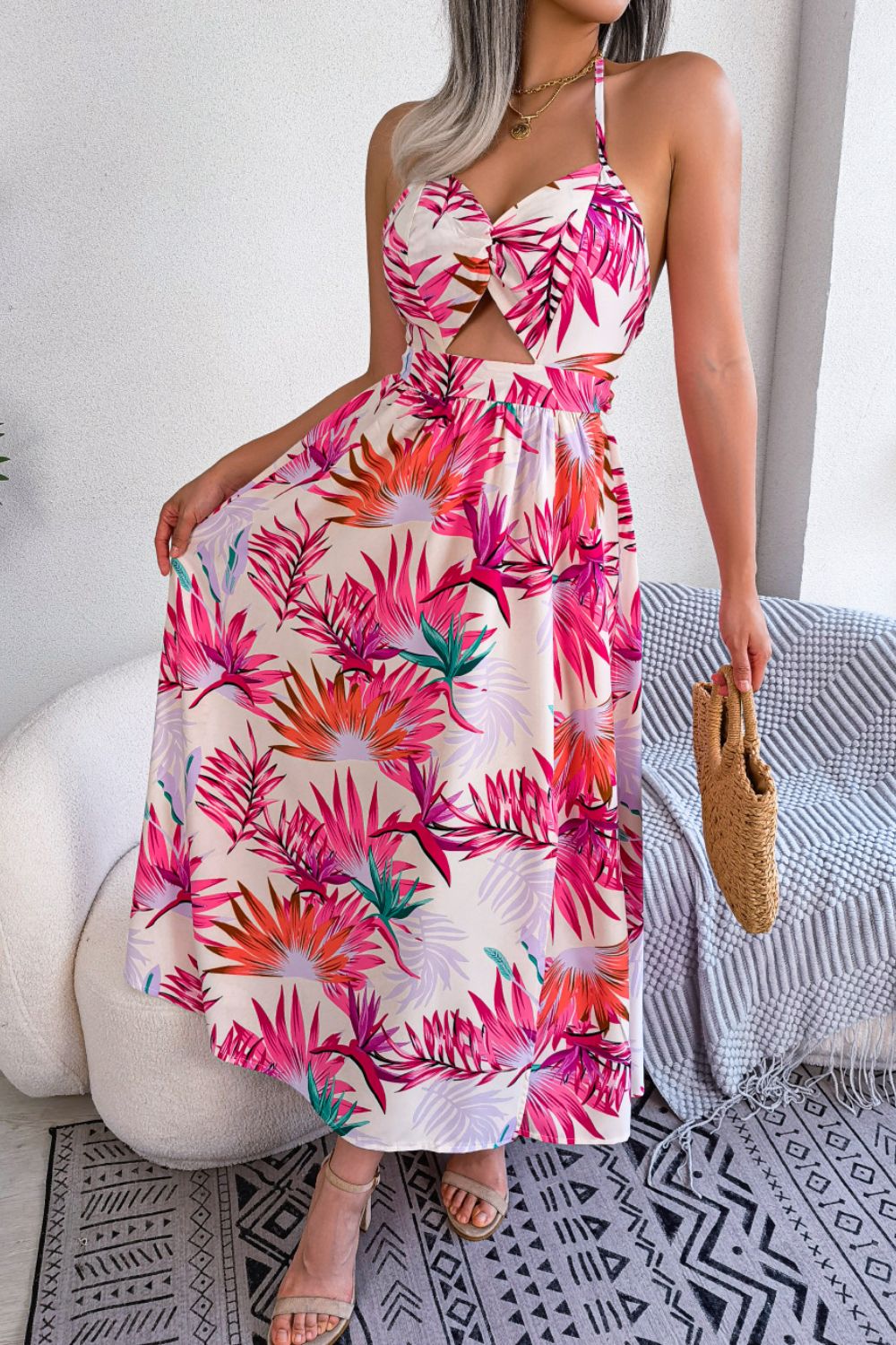 Botanical Print Tied Backless Cutout Slit Dress - GirlyBayBotanical Print Tied Backless Cutout Slit Dress100100262966604SDark BlueGirlyBayBotanical Print Tied Backless Cutout Slit Dress