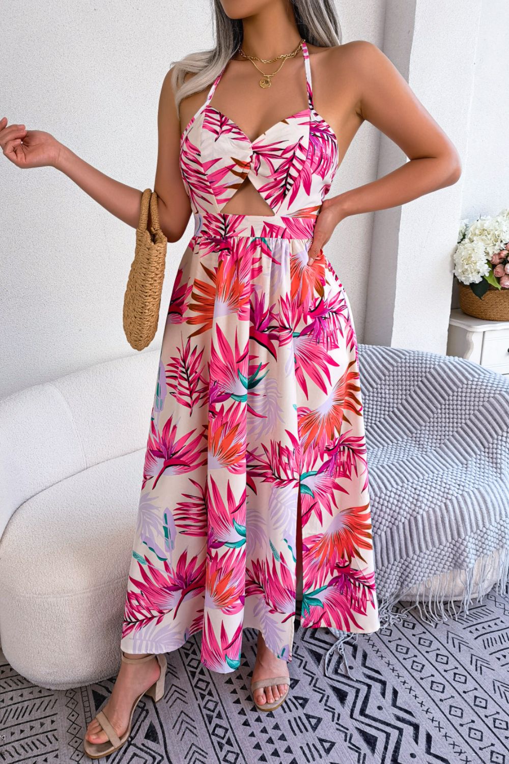 Botanical Print Tied Backless Cutout Slit Dress - GirlyBayBotanical Print Tied Backless Cutout Slit Dress100100262966604SDark BlueGirlyBayBotanical Print Tied Backless Cutout Slit Dress