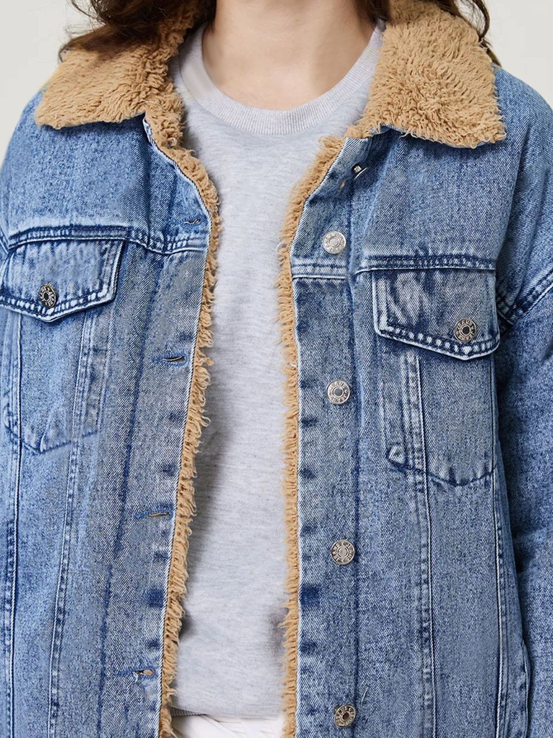 Button Up Collared Neck Plush Denim Jacket - GirlyBayJeans & DenimButton Up Collared Neck Plush Denim Jacket100100035741877XSLightGirlyBayButton Up Collared Neck Plush Denim Jacket