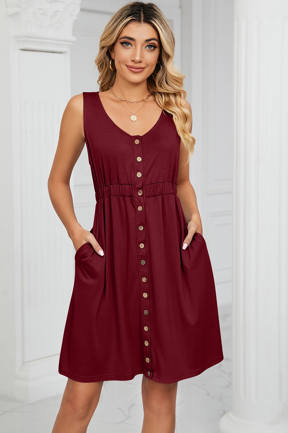 Chic Mini Dress with Wide StrapsCasual DressesGirlyBayGirlyBay100100762371120BurgundySH&L&LShip From Overseas