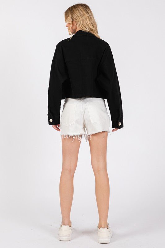 bytos Button Down Cropped Denim Jacket with Patch Pockets - GirlyBayJeans & Denimbytos Button Down Cropped Denim Jacket with Patch Pockets100100865931026SBlackGirlyBaybytos Button Down Cropped Denim Jacket with Patch Pockets