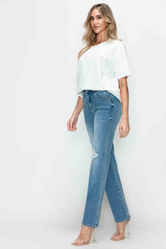 bytos Full Size Distressed High Rise Straight Jeans - GirlyBayJeans & Denimbytos Full Size Distressed High Rise Straight Jeans1001005990715901(25)MediumGirlyBaybytos Full Size Distressed High Rise Straight Jeans