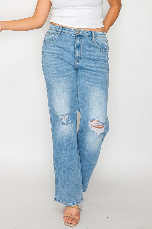 bytos Full Size Distressed High Rise Straight Jeans - GirlyBayJeans & Denimbytos Full Size Distressed High Rise Straight Jeans1001005990715901(25)MediumGirlyBaybytos Full Size Distressed High Rise Straight Jeans