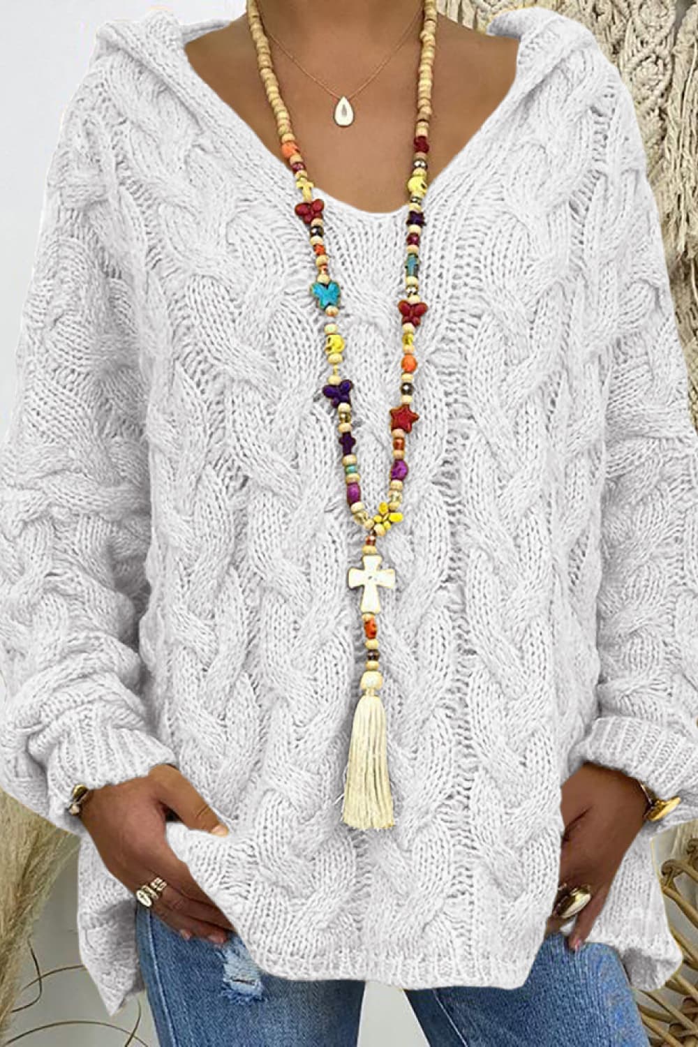 Cable-Knit Hooded SweaterSweatshirts & HoodiesGirlyBayGirlyBay100100382344917WhiteSO & Y.MSO & Y.M