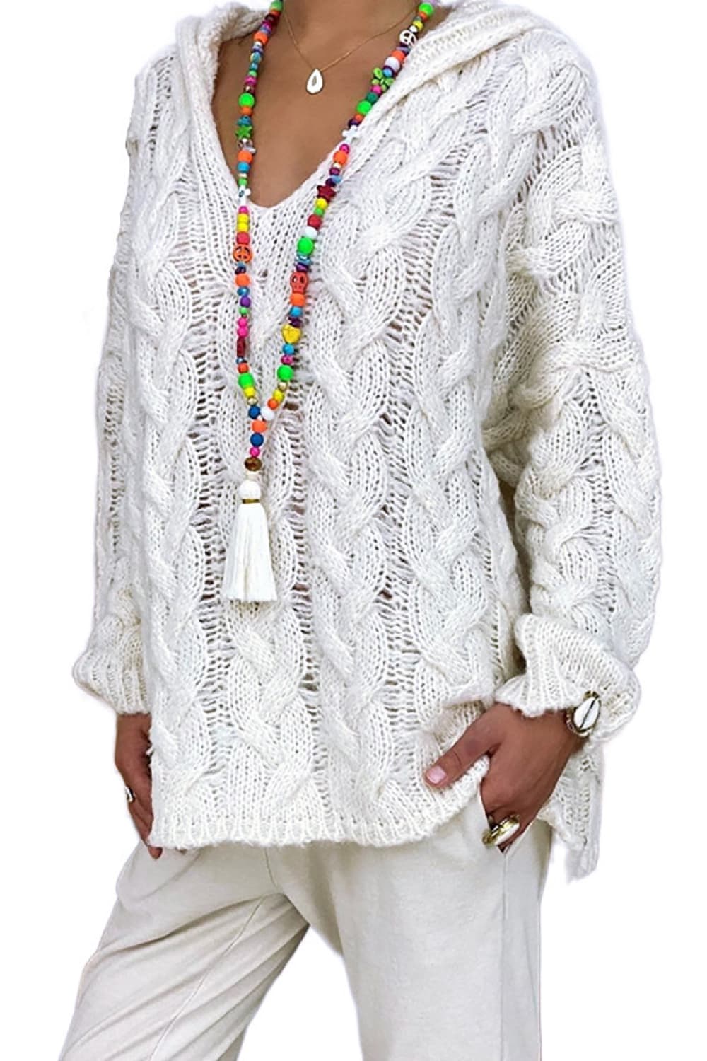 Cable-Knit Hooded SweaterSweatshirts & HoodiesGirlyBayGirlyBay100100382344917WhiteSO & Y.MSO & Y.M