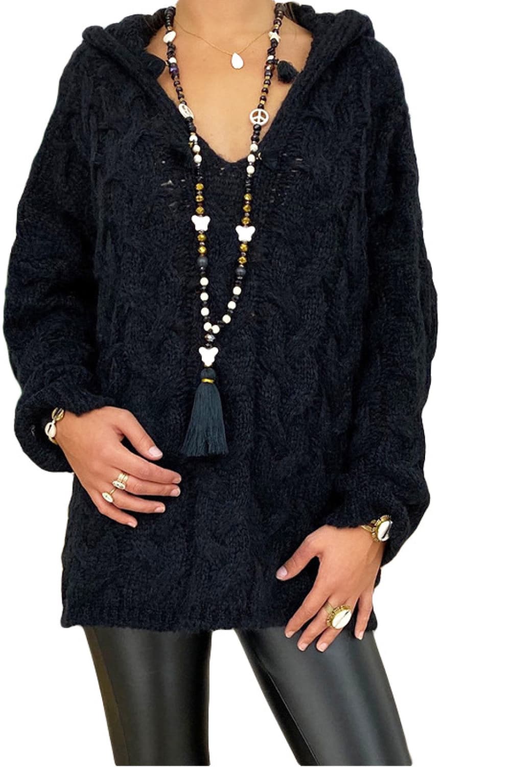 Cable-Knit Hooded SweaterSweatshirts & HoodiesGirlyBayGirlyBay100100382346765BlackSO & Y.MSO & Y.M