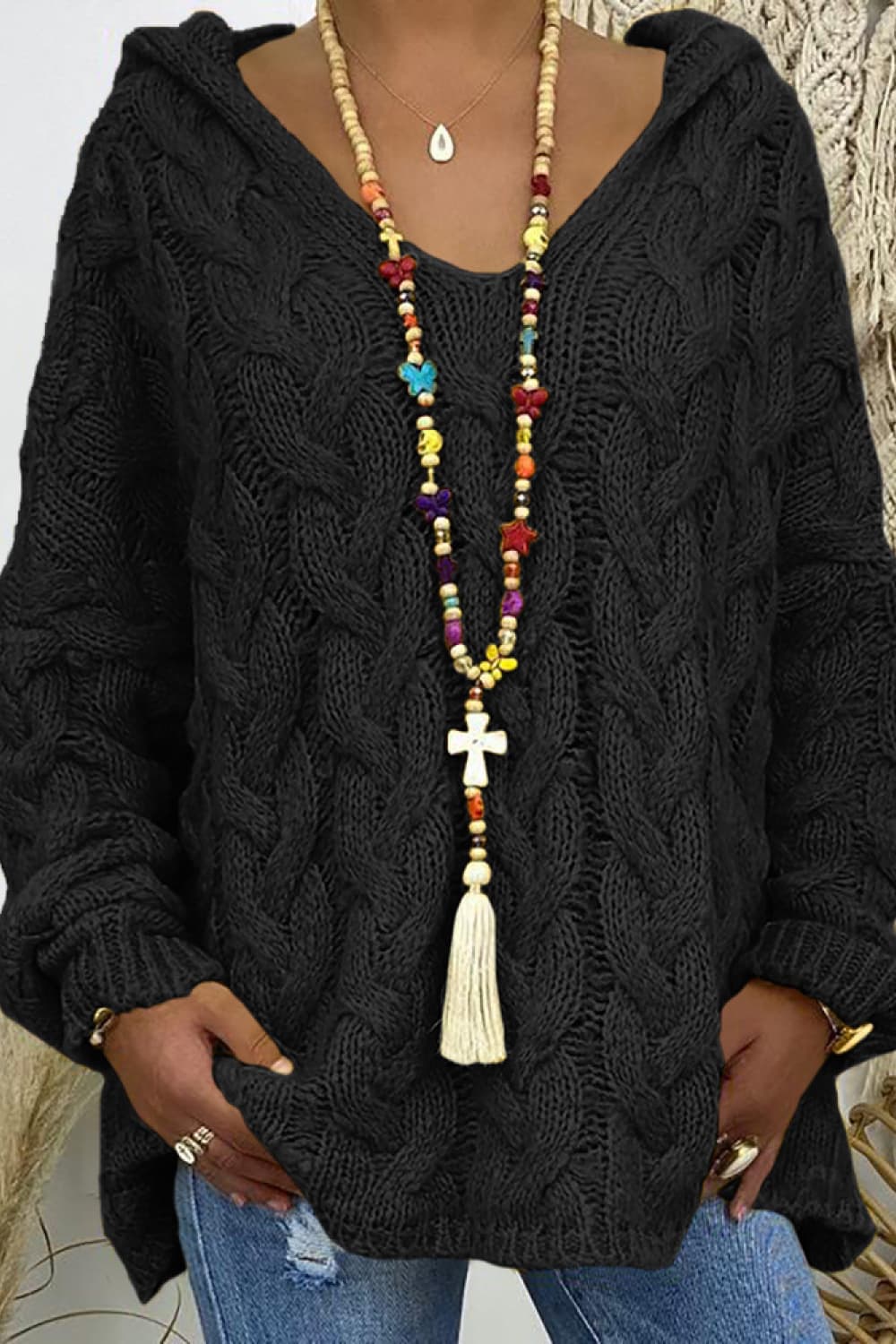 Cable-Knit Hooded SweaterSweatshirts & HoodiesGirlyBayGirlyBay100100382346765BlackSO & Y.MSO & Y.M