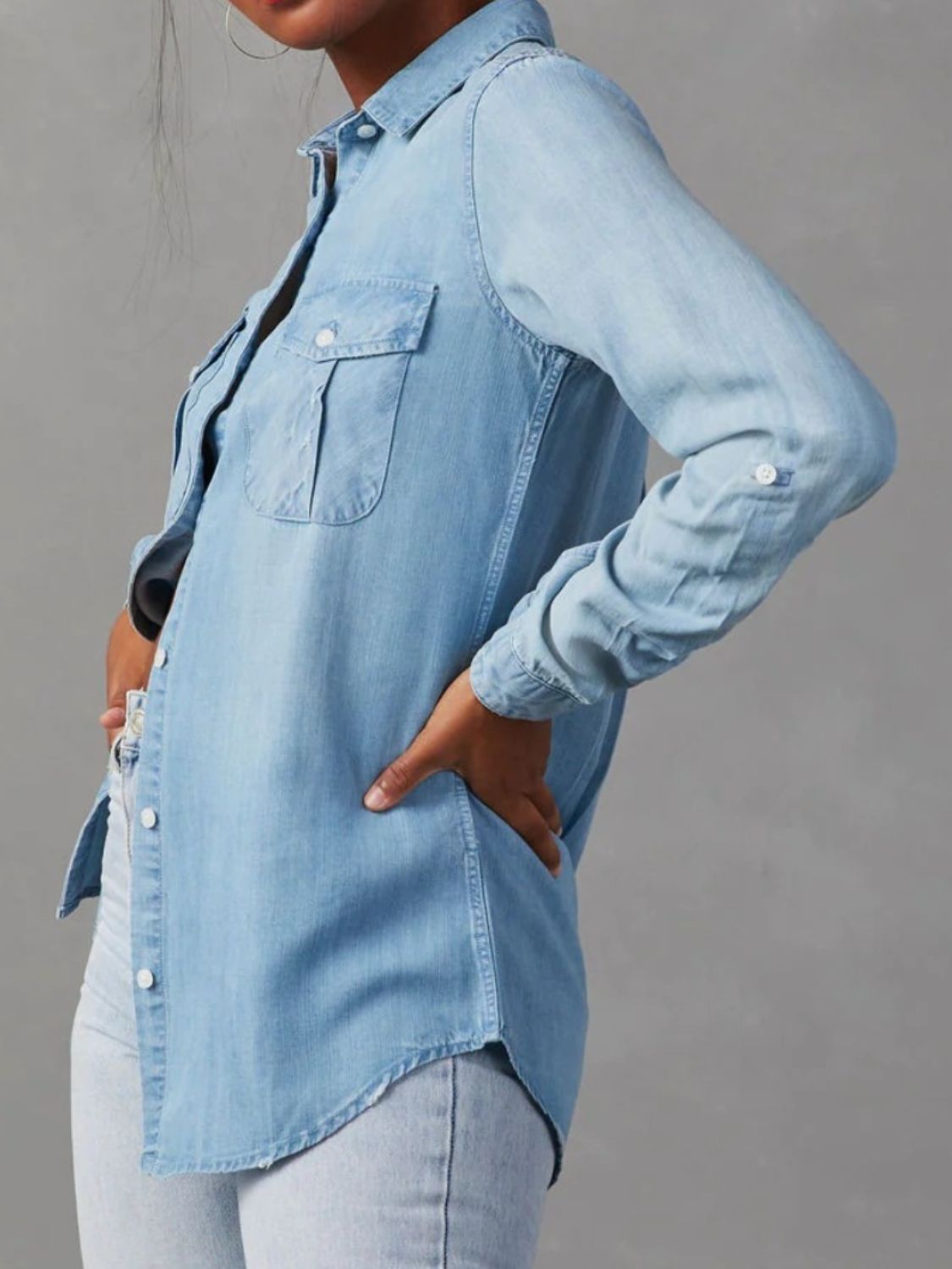 Collared Neck Roll - Tab Sleeve Denim Top - GirlyBayJeans & DenimCollared Neck Roll - Tab Sleeve Denim Top100100180262603SLight BlueGirlyBayCollared Neck Roll - Tab Sleeve Denim Top