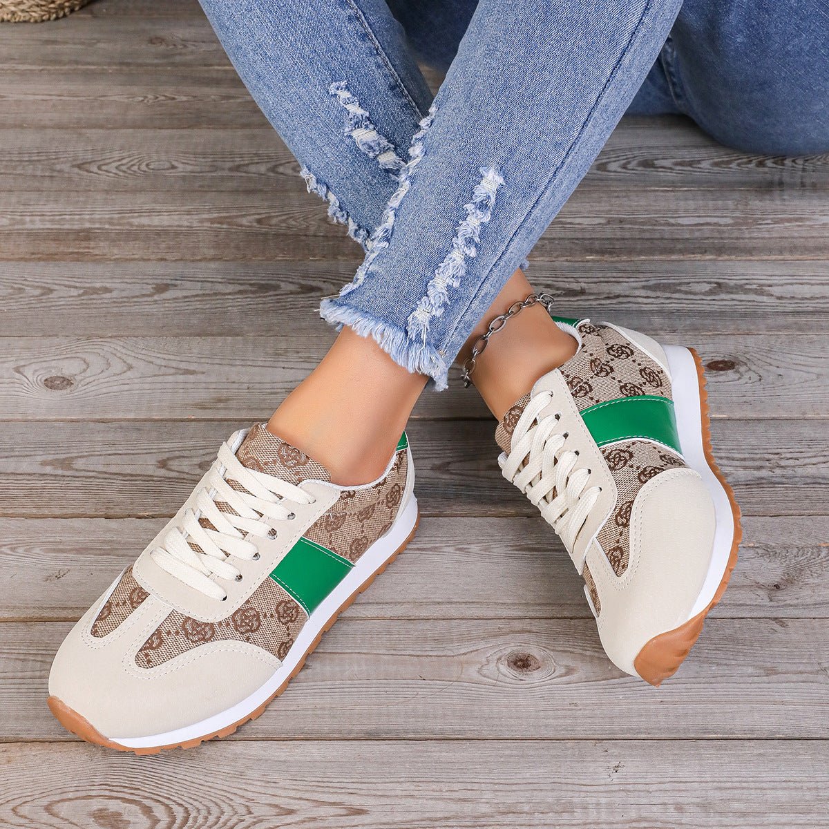 Contrast Round Toe Flat Sneakers - GirlyBayShoesContrast Round Toe Flat Sneakers10060025626174636(US5)GreenGirlyBayContrast Round Toe Flat Sneakers