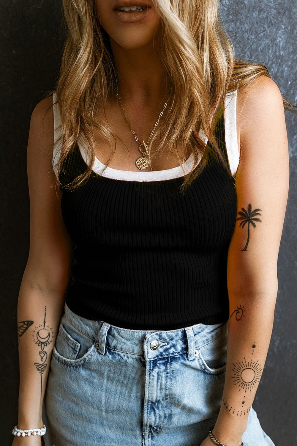 Contrast Trim Ribbed Knit Vest - GirlyBayContrast Trim Ribbed Knit Vest100100123485762SBlackGirlyBayContrast Trim Ribbed Knit Vest