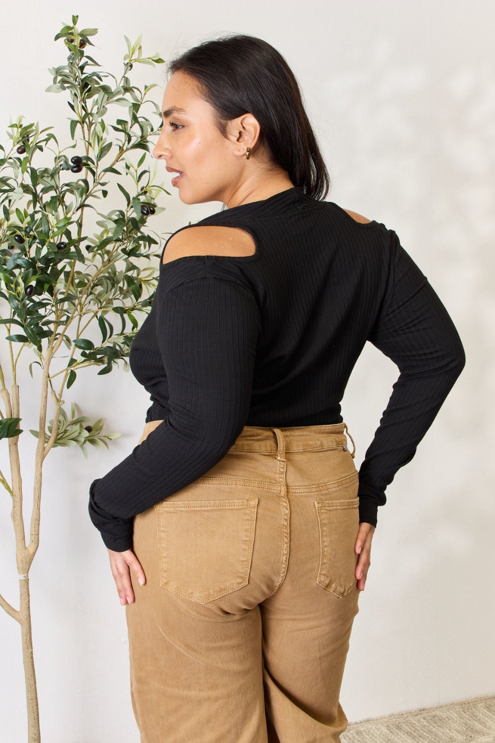 Culture Code Full Size Ribbed Surplice Cold Shoulder Top - GirlyBayShirtCulture Code Full Size Ribbed Surplice Cold Shoulder Top100101836360419SBlackGirlyBayCulture Code Full Size Ribbed Surplice Cold Shoulder Top