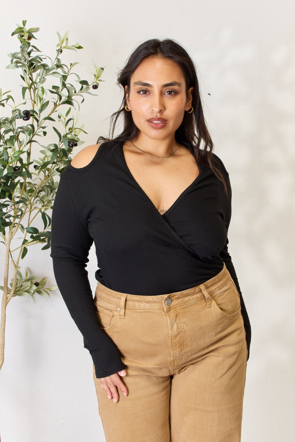 Culture Code Full Size Ribbed Surplice Cold Shoulder Top - GirlyBayShirtCulture Code Full Size Ribbed Surplice Cold Shoulder Top100101836360419SBlackGirlyBayCulture Code Full Size Ribbed Surplice Cold Shoulder Top