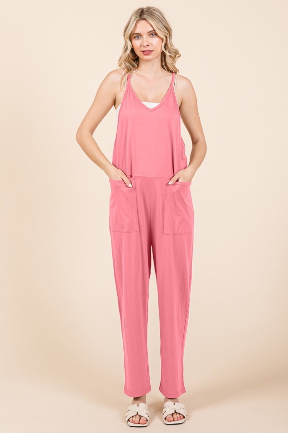Culture Code Full Size Sleeveless Jumpsuit with Pockets - GirlyBayJumpsuits & RompersCulture Code Full Size Sleeveless Jumpsuit with Pockets100100668771109SPinkGirlyBayCulture Code Full Size Sleeveless Jumpsuit with Pockets