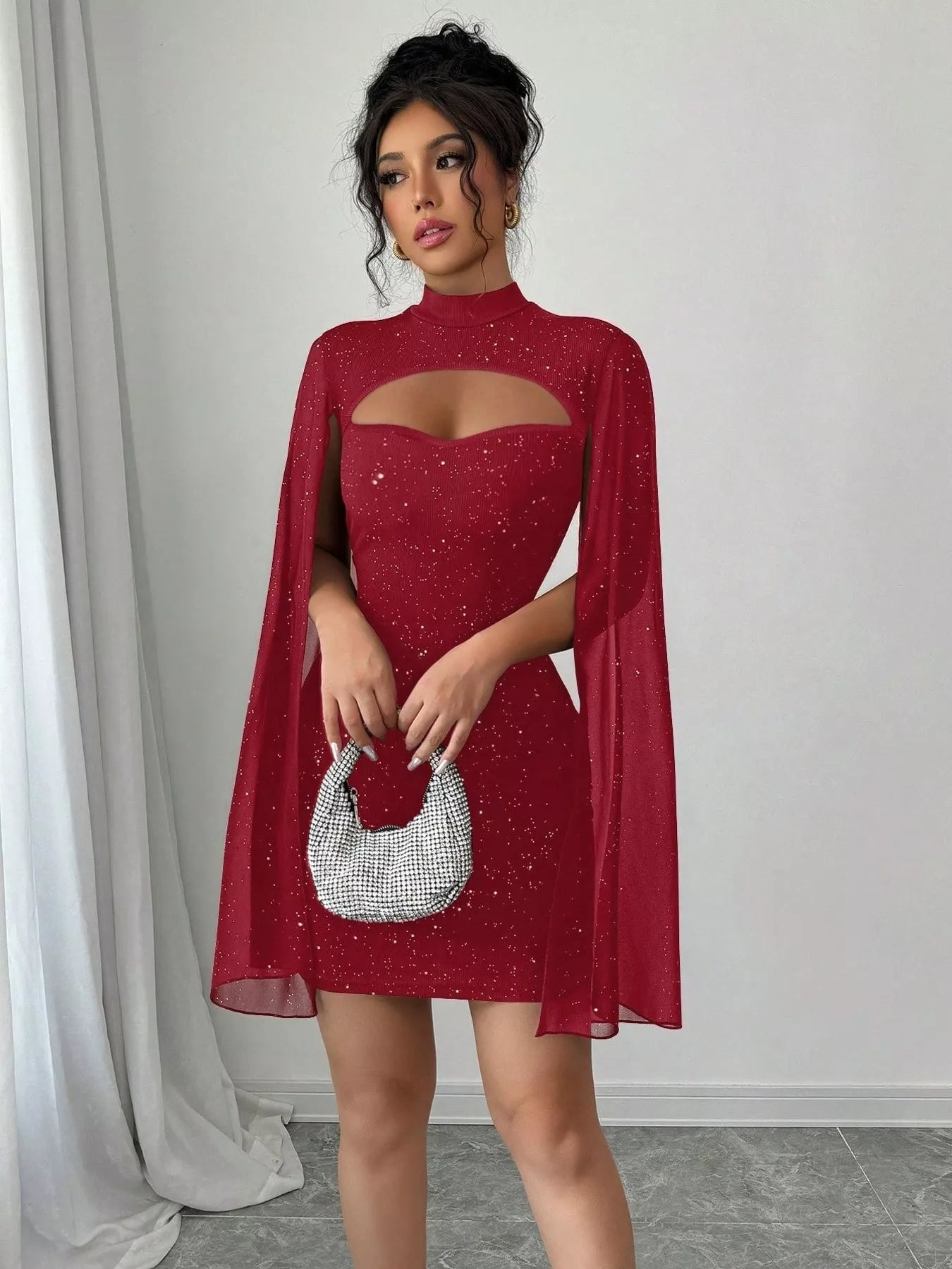 Cutout Bodycon Mini Dress with Cape Sleeves - GirlyBayCocktail Dressesc979a98b0a094c24b2495b640caf226b - Max - Origin100100840196603SRedGirlyBayc979a98b0a094c24b2495b640caf226b - Max - OriginCutout Bodycon Mini Dress with Cape SleevesCocktail DressesGirlyBay100100840196603
