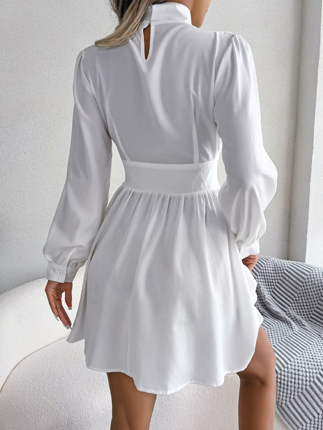 Cutout Turtleneck A - Line Mini Dress - GirlyBayCocktail DressesCutout Turtleneck A - Line Mini Dress100100929677706SWhiteGirlyBayCutout Turtleneck A - Line Mini Dress