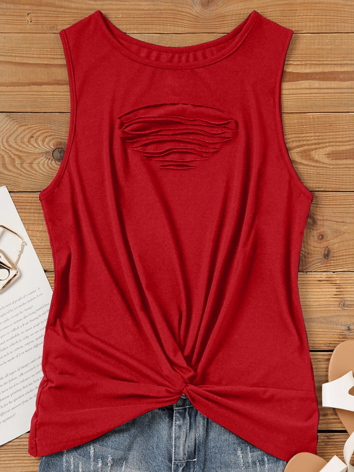 Cutout Twisted Round Neck Tank - GirlyBayCutout Twisted Round Neck Tank100100553886697SScarletGirlyBayCutout Twisted Round Neck Tank