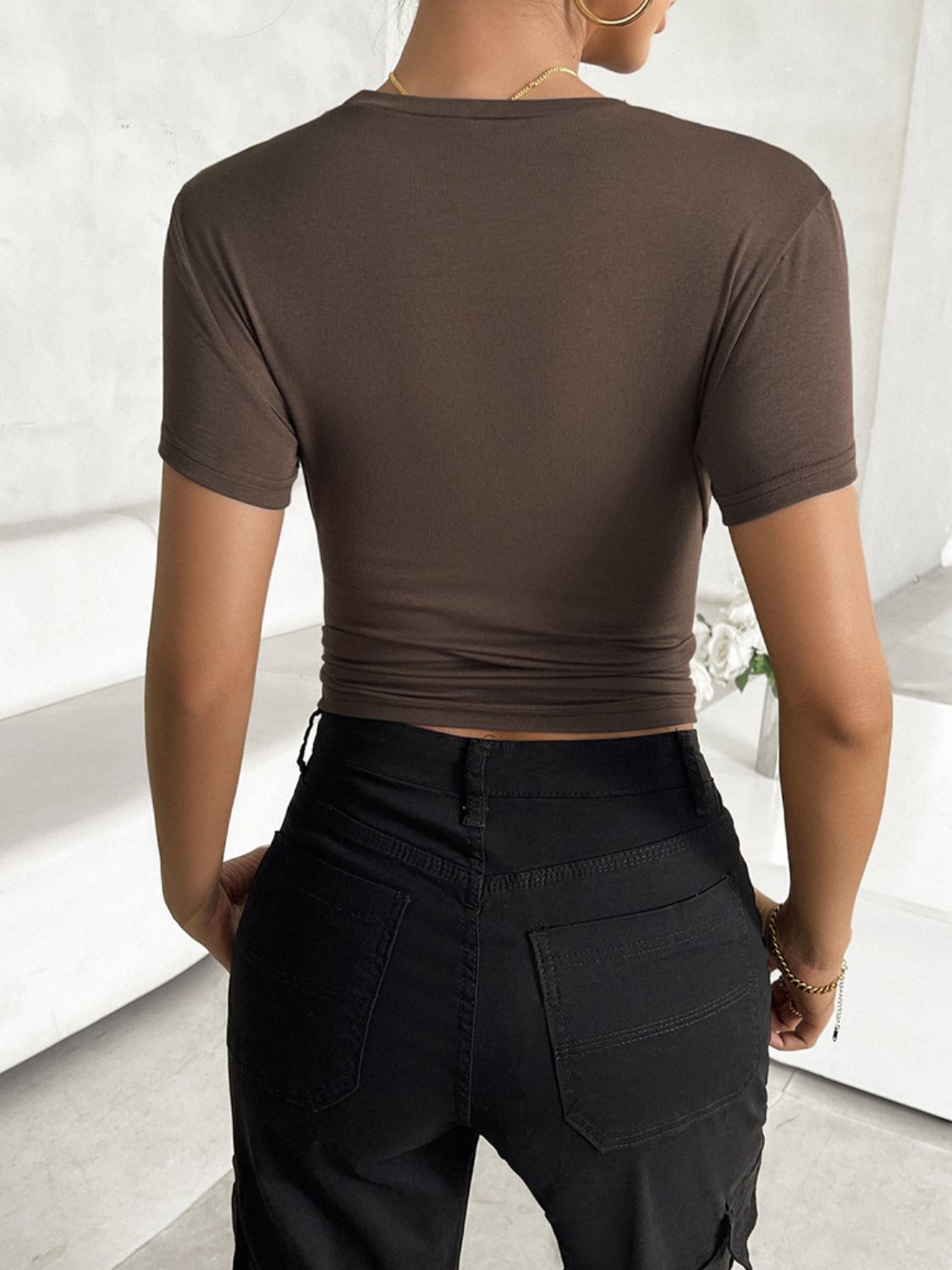 Devine Round Neck Short Sleeve T-Shirt - GirlyBayDevine Round Neck Short Sleeve T-Shirt100100084881380SDark GrayGirlyBayDevine Round Neck Short Sleeve T-Shirt