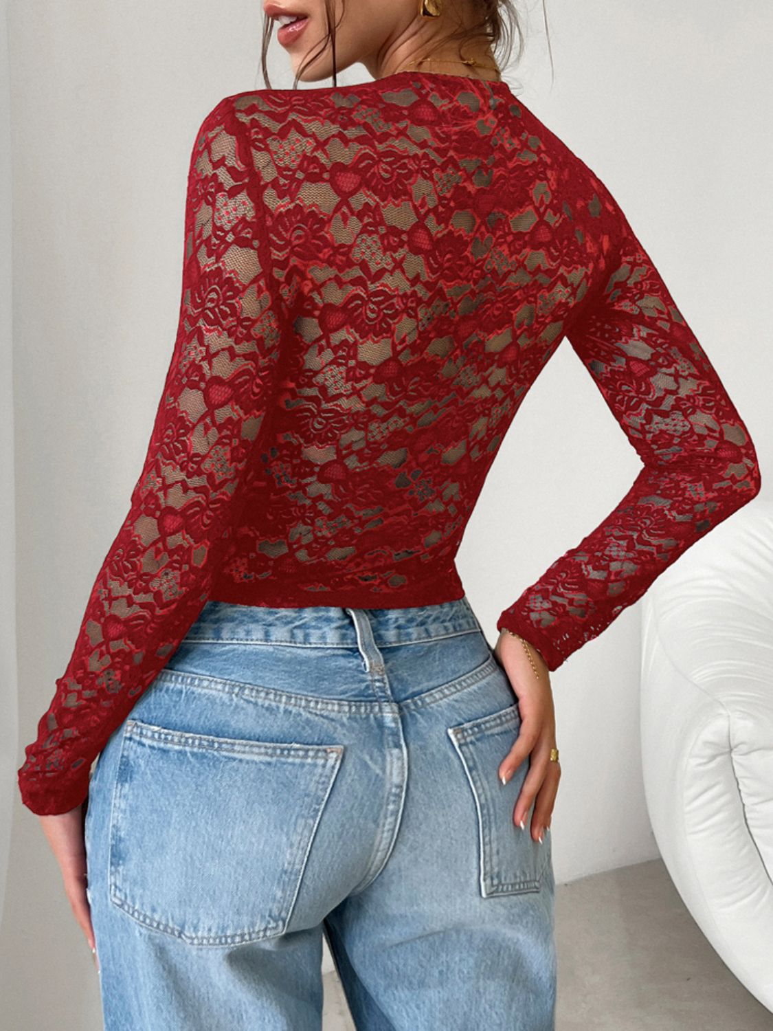 Devine Scoop Neck Long Sleeve Lace Top - GirlyBayDevine Scoop Neck Long Sleeve Lace Top100100422875452SBurgundyGirlyBayDevine Scoop Neck Long Sleeve Lace Top