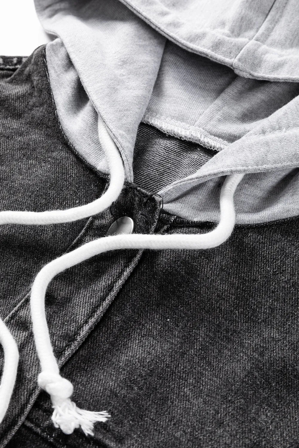 Distressed Drawstring Long Sleeve Hooded Denim Jacket - GirlyBayOuterwearDistressed Drawstring Long Sleeve Hooded Denim Jacket100100089821756SBlackGirlyBayDistressed Drawstring Long Sleeve Hooded Denim Jacket