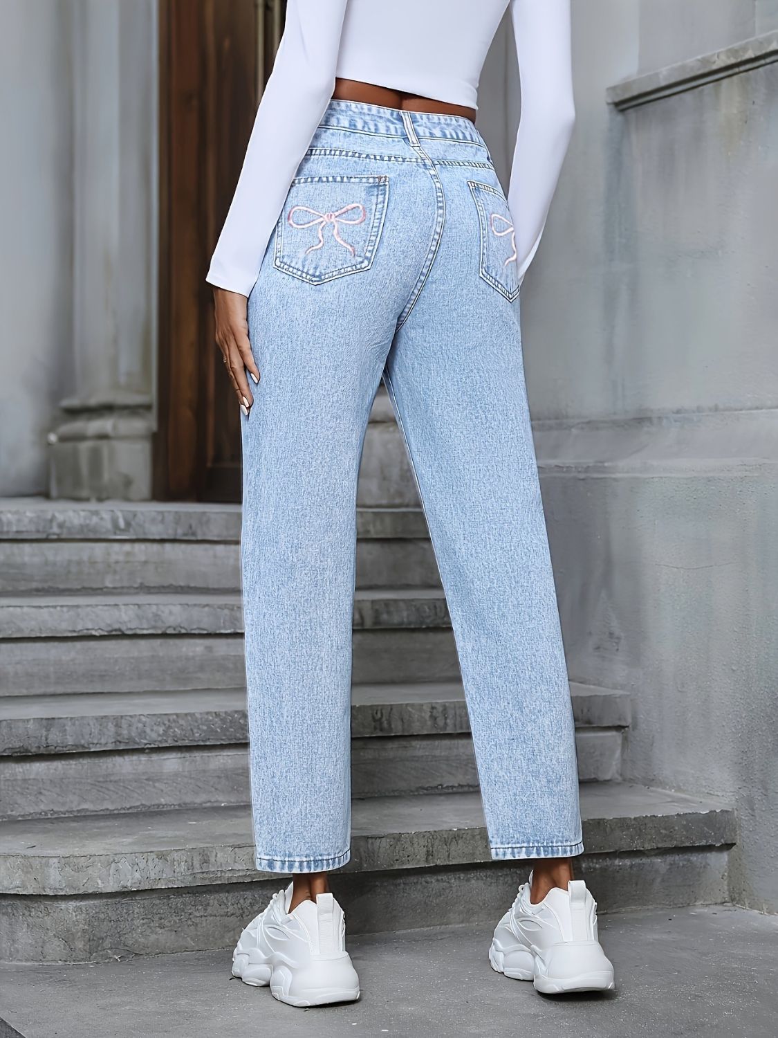 Distressed High Rise Jeans with Pockets - GirlyBayJeans & DenimDistressed High Rise Jeans with Pockets100100085951493XSLightGirlyBayDistressed High Rise Jeans with Pockets