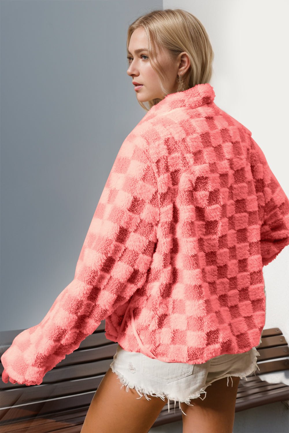 Double Take Checkered Long Sleeve Fuzzy Jacket - GirlyBayOuterwearDouble Take Checkered Long Sleeve Fuzzy Jacket100100543671824SStrawberryGirlyBayDouble Take Checkered Long Sleeve Fuzzy Jacket