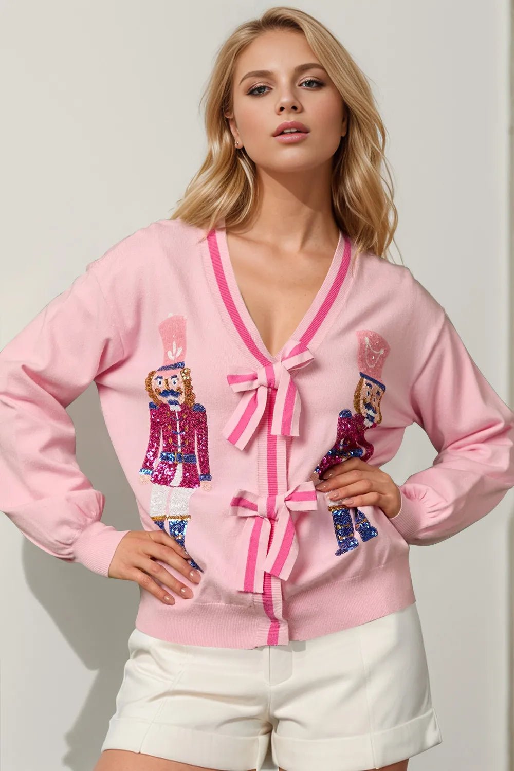 Double Take Full Size Nutcracker Sequin Bow Decor Cardigan - GirlyBaySweatshirts & Hoodies5901cd84 - 6eee - 4b99 - b632 - 0d0474280a03 - Max100100088983166S/MBlush PinkGirlyBay5901cd84 - 6eee - 4b99 - b632 - 0d0474280a03 - MaxDouble Take Full Size Nutcracker Sequin Bow Decor CardiganSweatshirts & HoodiesGirlyBay100100088983166