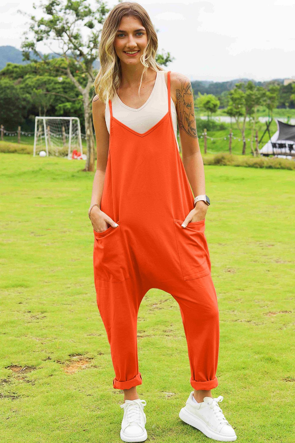 Double Take Full Size Sleeveless V - Neck Pocketed Jumpsuit - GirlyBayJumpsuits & RompersDouble Take Full Size Sleeveless V - Neck Pocketed Jumpsuit100101497150787SOrangeGirlyBayDouble Take Full Size Sleeveless V - Neck Pocketed Jumpsuit