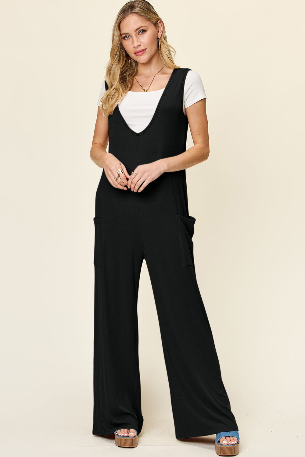 Double Take Full Size Sleeveless Wide Leg Jumpsuit with Pockets - GirlyBayJumpsuits & RompersDouble Take Full Size Sleeveless Wide Leg Jumpsuit with Pockets100100375751319SBlackGirlyBayDouble Take Full Size Sleeveless Wide Leg Jumpsuit with Pockets
