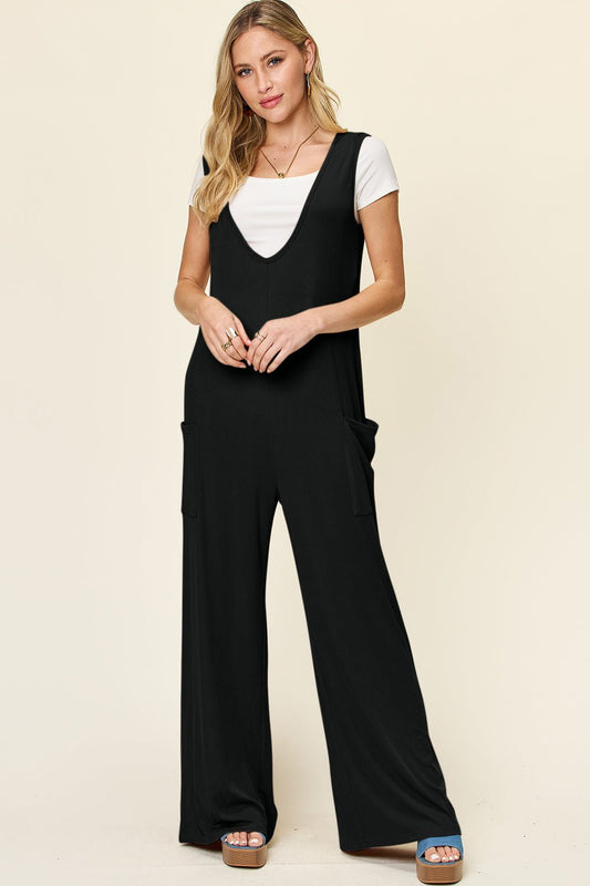 Double Take Full Size Sleeveless Wide Leg Jumpsuit with Pockets - GirlyBayJumpsuits & RompersDouble Take Full Size Sleeveless Wide Leg Jumpsuit with Pockets100100375751319SBlackGirlyBayDouble Take Full Size Sleeveless Wide Leg Jumpsuit with Pockets