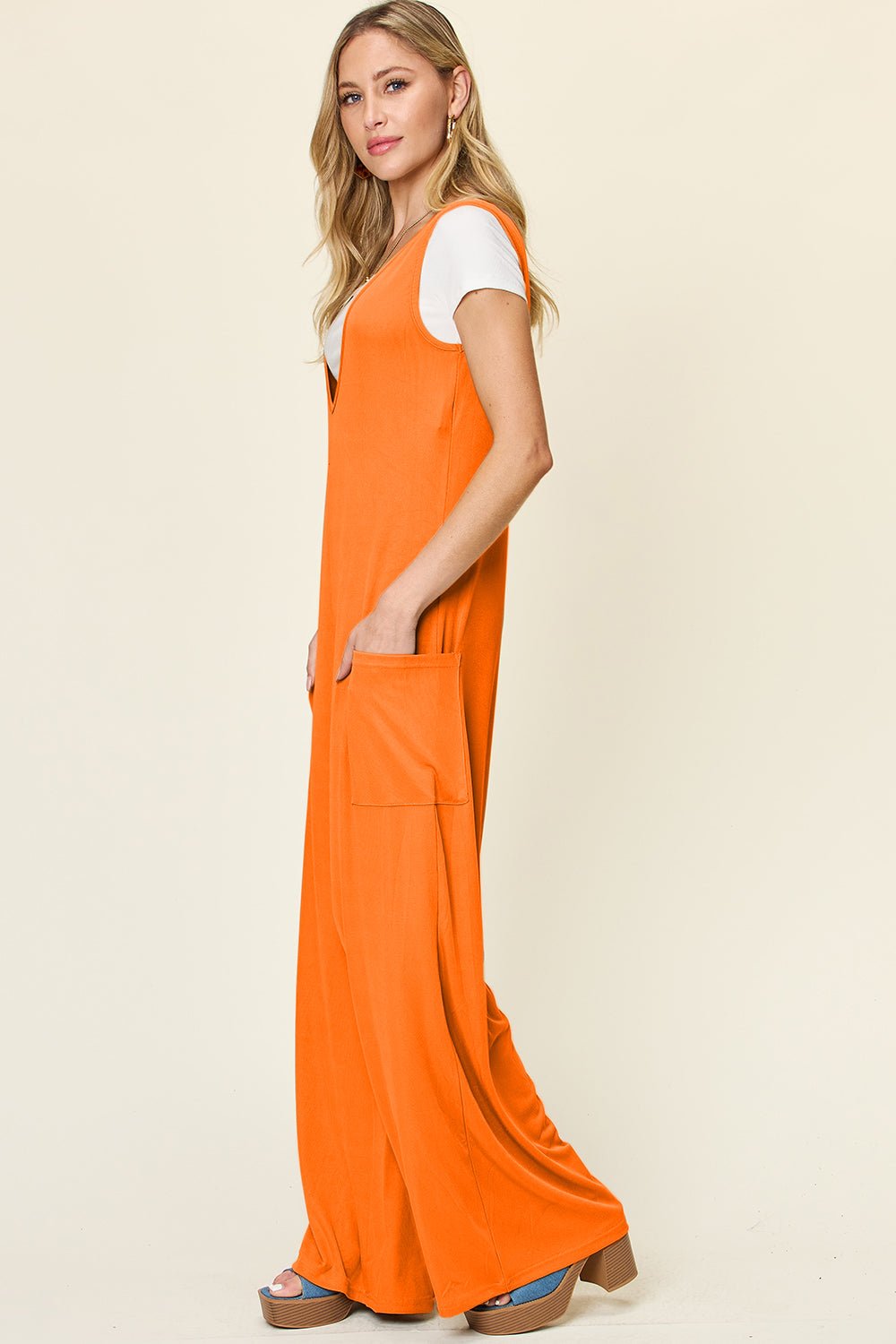 Double Take Full Size Sleeveless Wide Leg Jumpsuit with Pockets - GirlyBayJumpsuits & RompersDouble Take Full Size Sleeveless Wide Leg Jumpsuit with Pockets100100375754947STangerineGirlyBayDouble Take Full Size Sleeveless Wide Leg Jumpsuit with Pockets