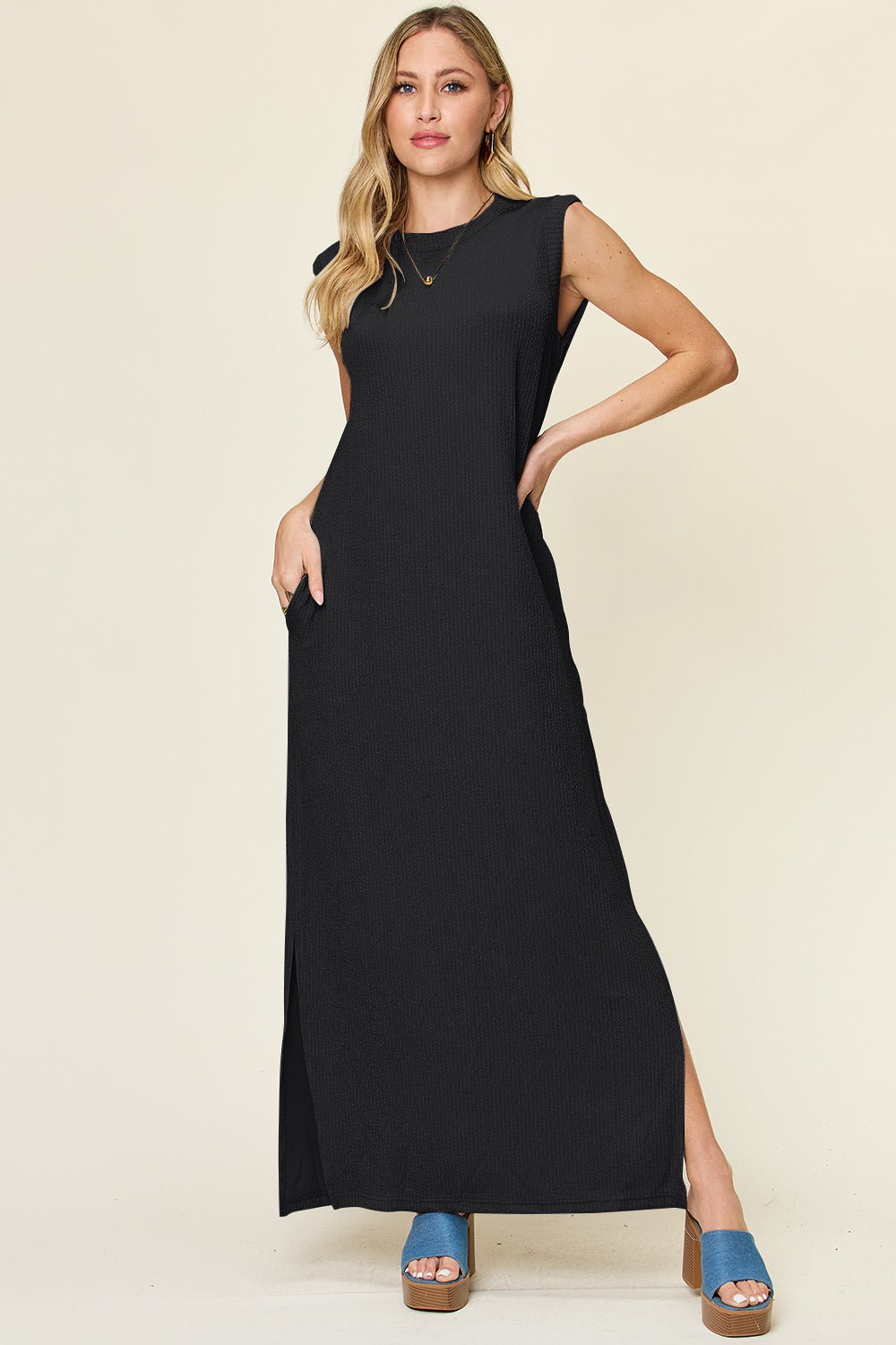 Double Take Full Size Texture Mock Neck Sleeveless Maxi Dress - GirlyBayMaxi DressesDouble Take Full Size Texture Mock Neck Sleeveless Maxi Dress100100854745535SBlackGirlyBayDouble Take Full Size Texture Mock Neck Sleeveless Maxi Dress