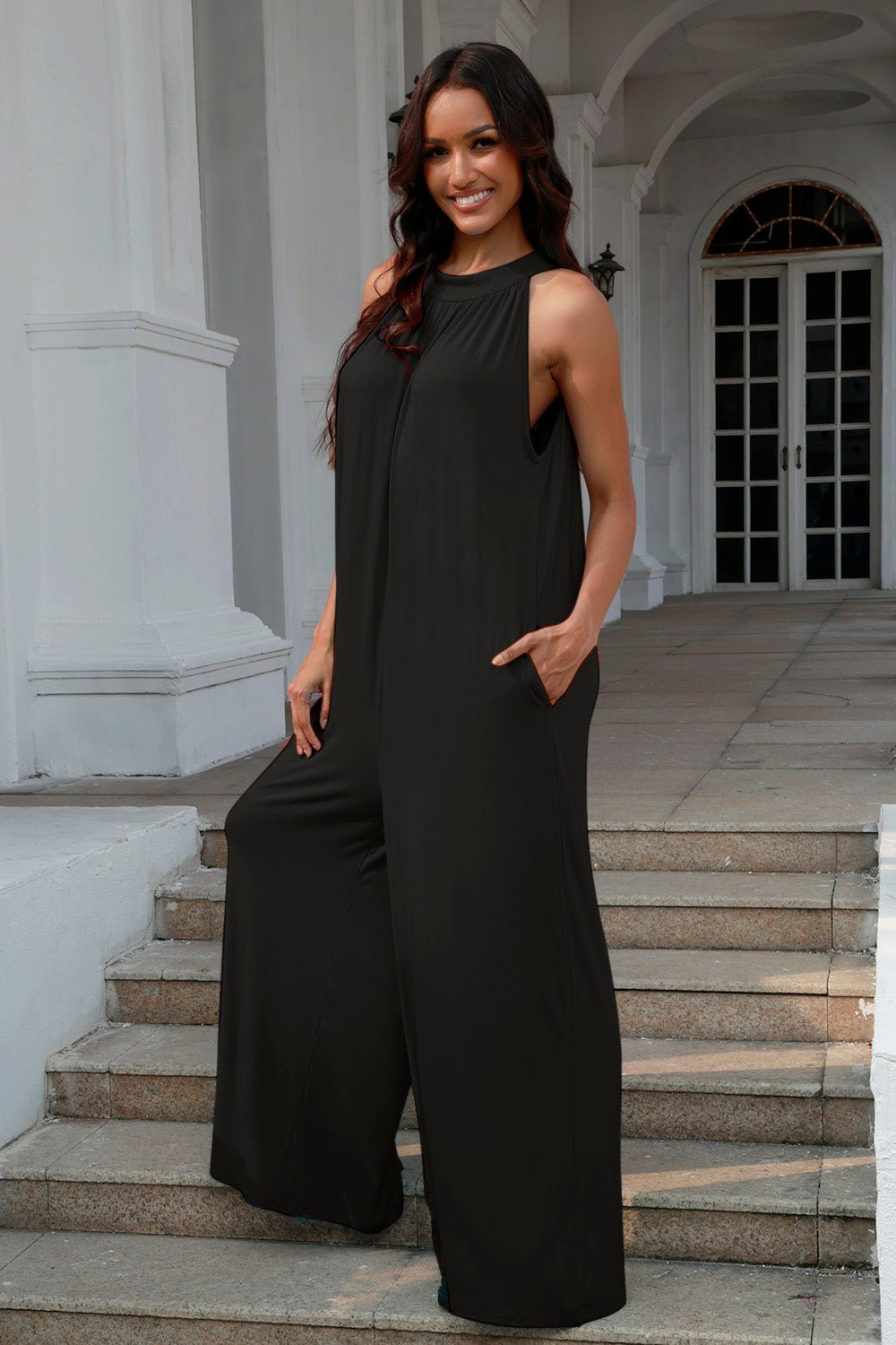 Double Take Full Size Tie Back Cutout Sleeveless Jumpsuit - GirlyBayJumpsuits & RompersDouble Take Full Size Tie Back Cutout Sleeveless Jumpsuit100101950191377SBlackGirlyBayDouble Take Full Size Tie Back Cutout Sleeveless Jumpsuit