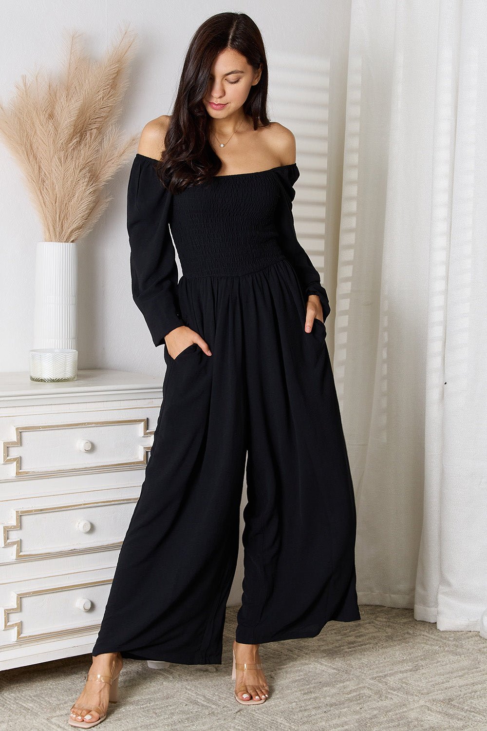 Double Take Square Neck Jumpsuit with Pockets - GirlyBayJumpsuits & RompersDouble Take Square Neck Jumpsuit with Pockets100101685113566SBlackGirlyBayDouble Take Square Neck Jumpsuit with Pockets