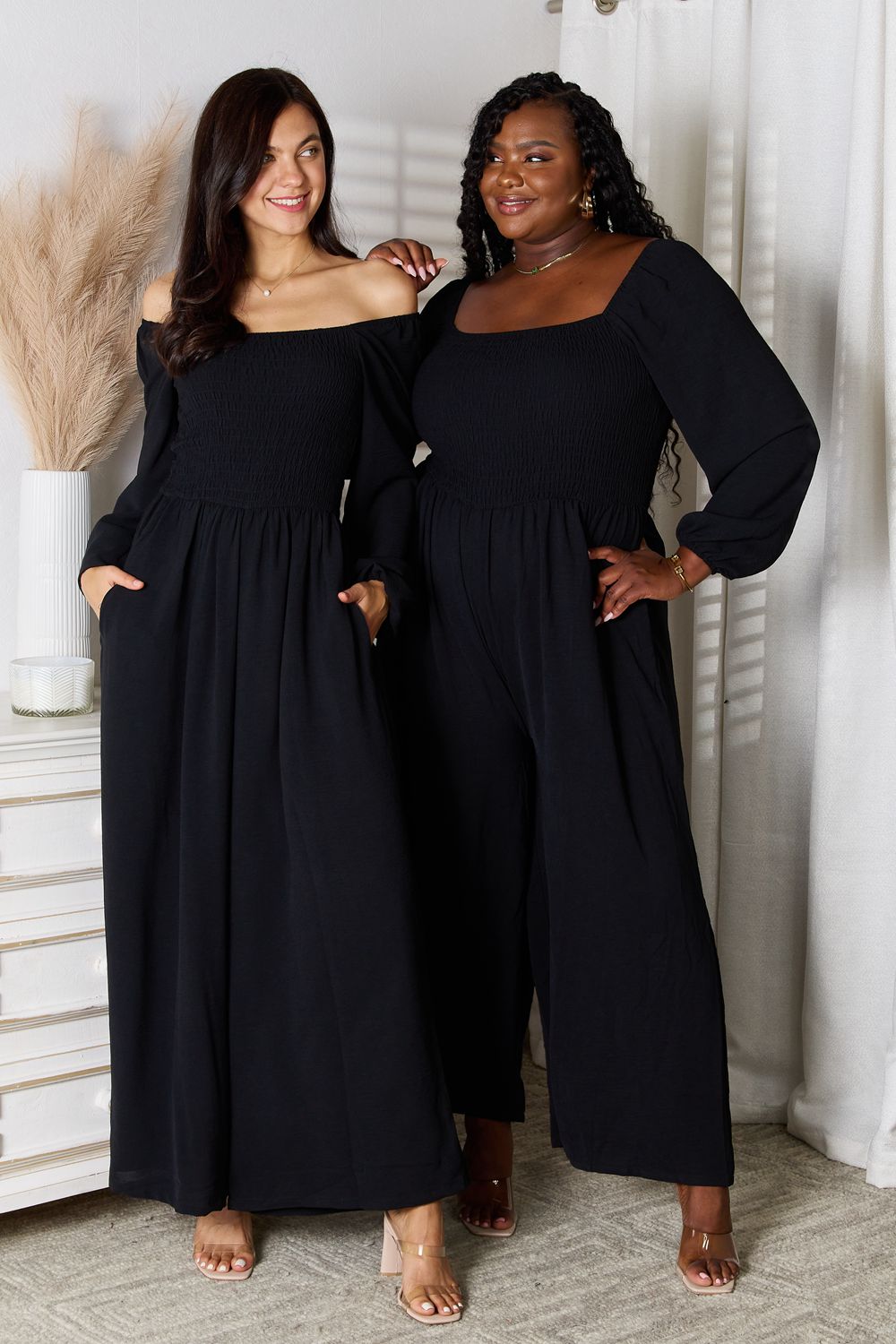 Double Take Square Neck Jumpsuit with Pockets - GirlyBayJumpsuits & RompersDouble Take Square Neck Jumpsuit with Pockets100101685113566SBlackGirlyBayDouble Take Square Neck Jumpsuit with Pockets