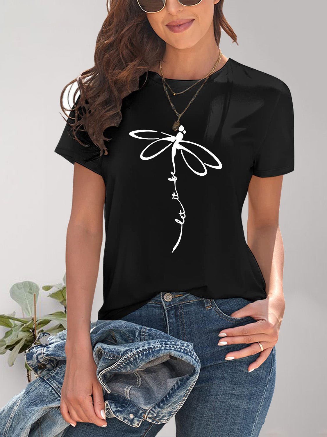 Dragonfly Graphic Round Neck Short Sleeve T-Shirt - GirlyBayDragonfly Graphic Round Neck Short Sleeve T-Shirt100100773761503SBlackGirlyBayDragonfly Graphic Round Neck Short Sleeve T-Shirt