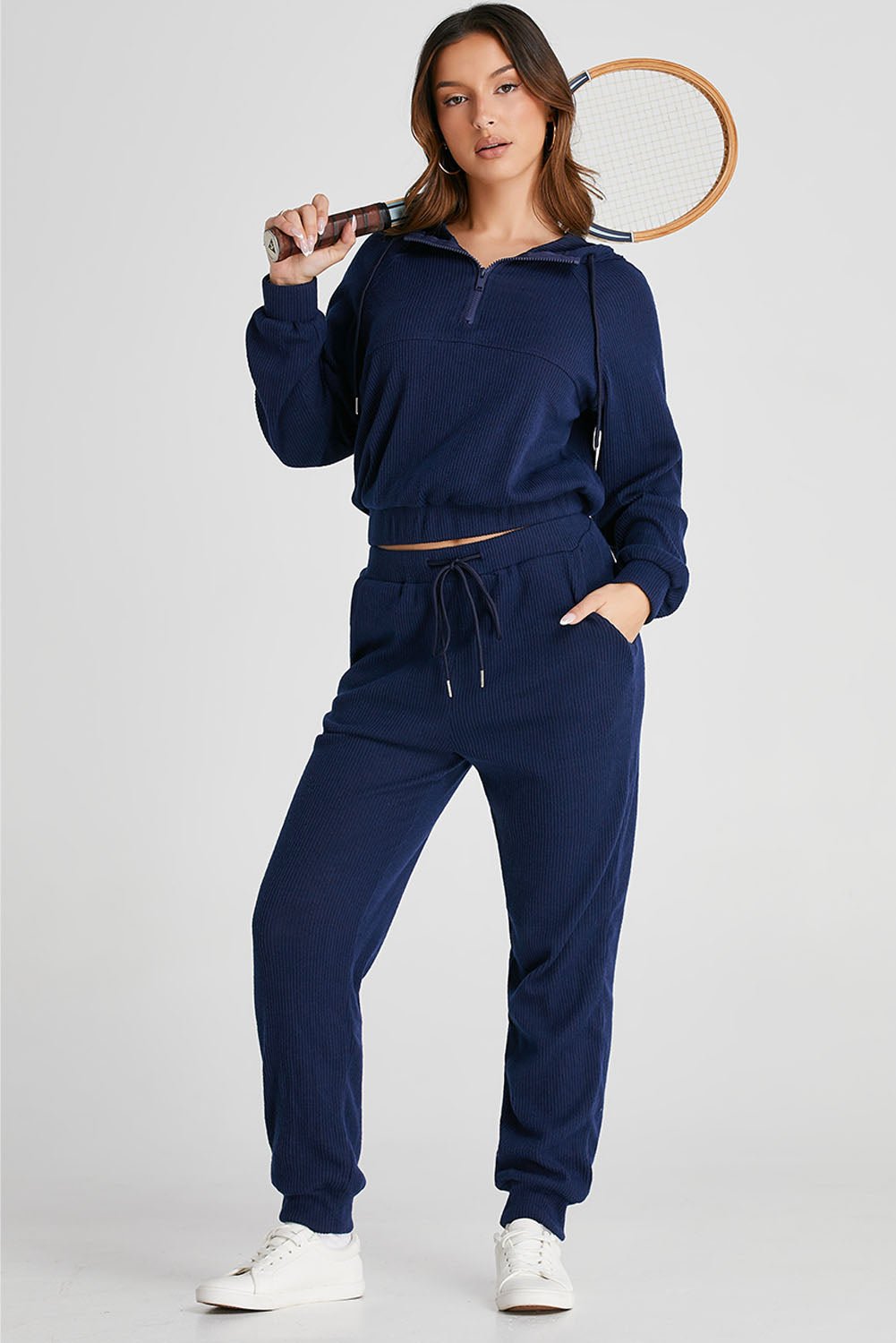 Drawstring Half Zip Hoodie and Joggers Active Set - GirlyBayActivewearDrawstring Half Zip Hoodie and Joggers Active Set100100875111689SNavyGirlyBayDrawstring Half Zip Hoodie and Joggers Active Set